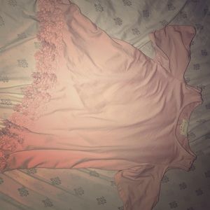 Pink shoulder less T-shirt